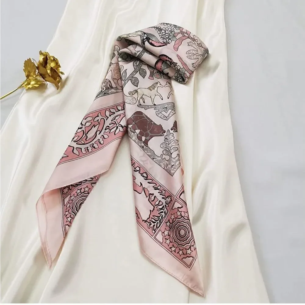 Pink Animals Silky Scarf